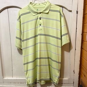 Izod Men's Light Green Striped Polo Shirt